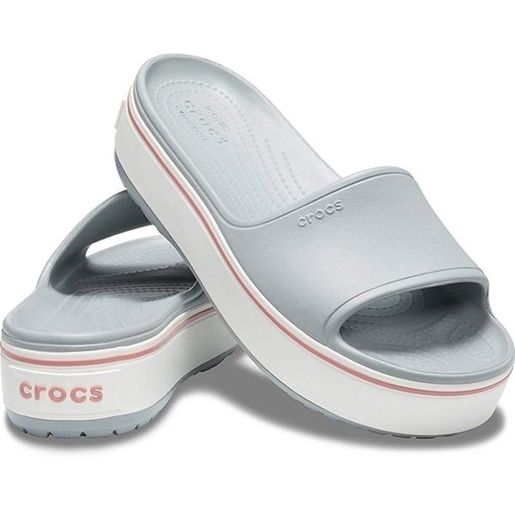 grey platform crocs